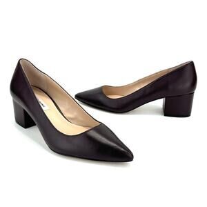 Saks Fifth Avenue Sandra Block Heel Pumps Size 9 Mulberry/Red Leather Comfy New